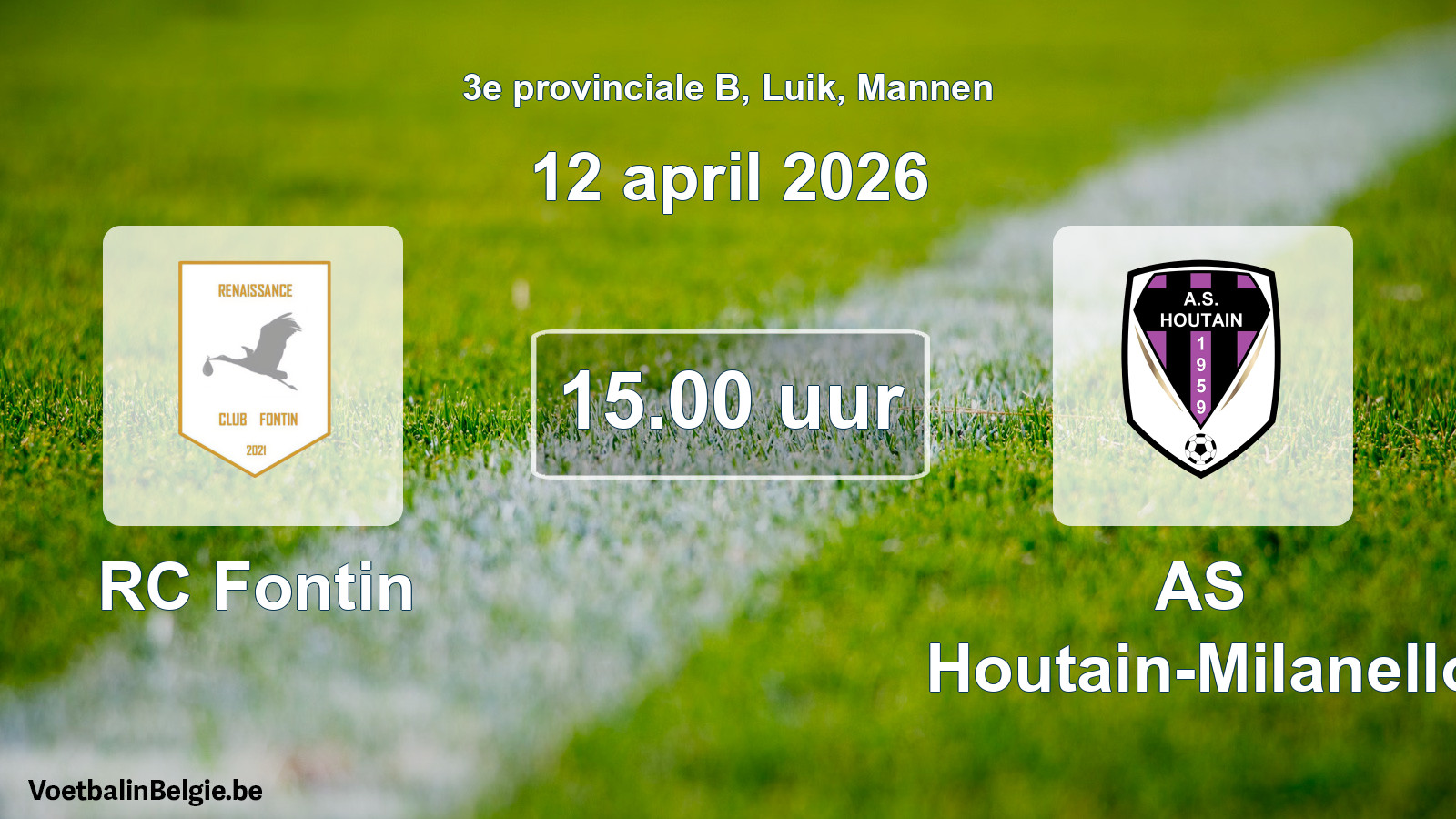 Scheduled match men football: RC Fontin - AS Houtain-Milanello (12 April 2026)