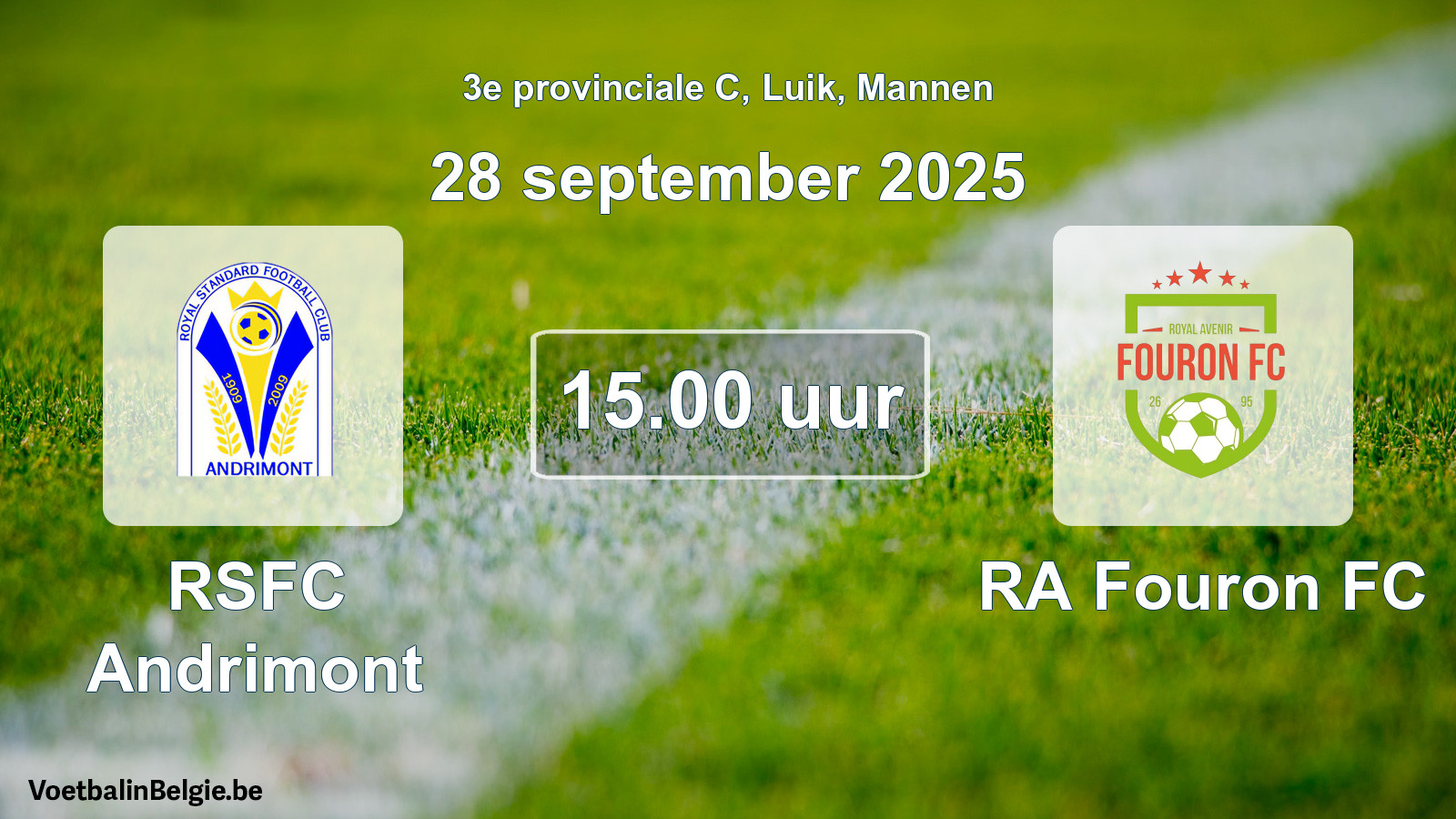 Scheduled match men football: RSFC Andrimont - RA Fouron FC (28 September 2025)