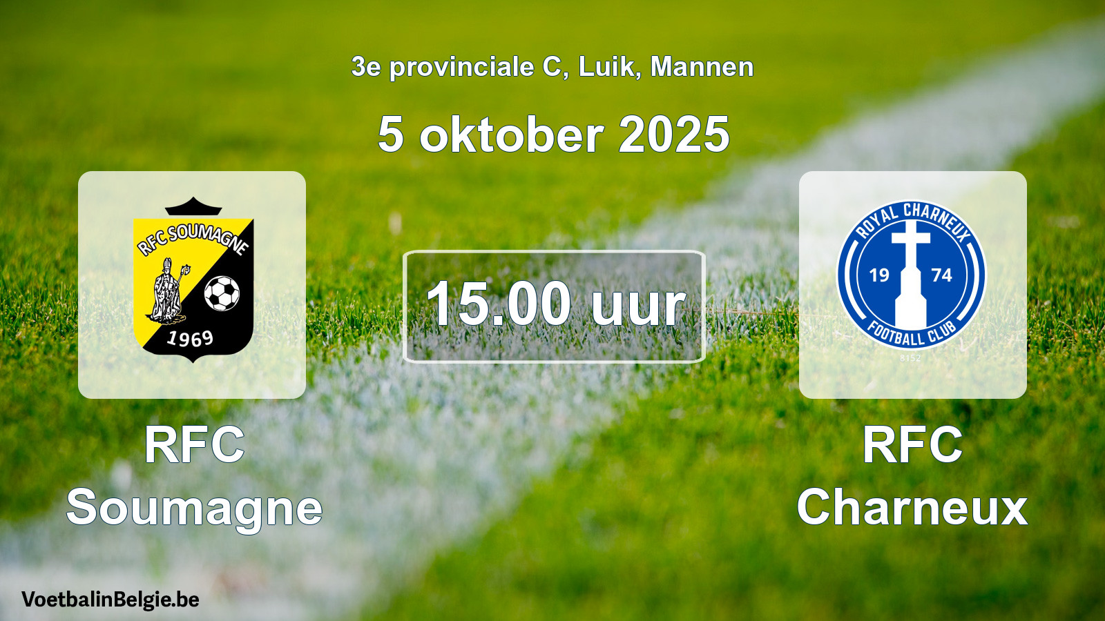 Match prévu football hommes: RFC Soumagne - RFC Charneux (5 octobre 2025)