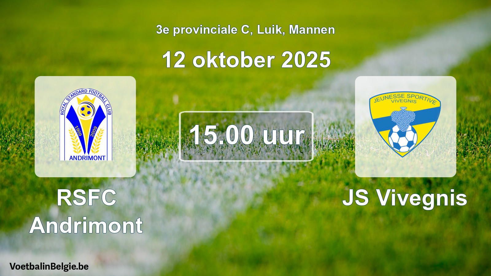Match prévu football hommes: RSFC Andrimont - JS Vivegnis (12 octobre 2025)