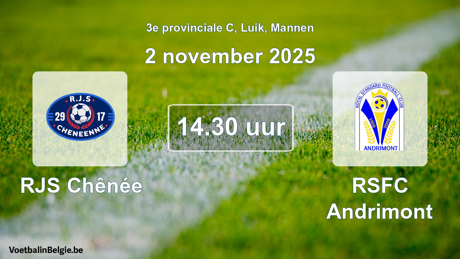 Match prévu football hommes: RJS Chênée - RSFC Andrimont (2 novembre 2025)