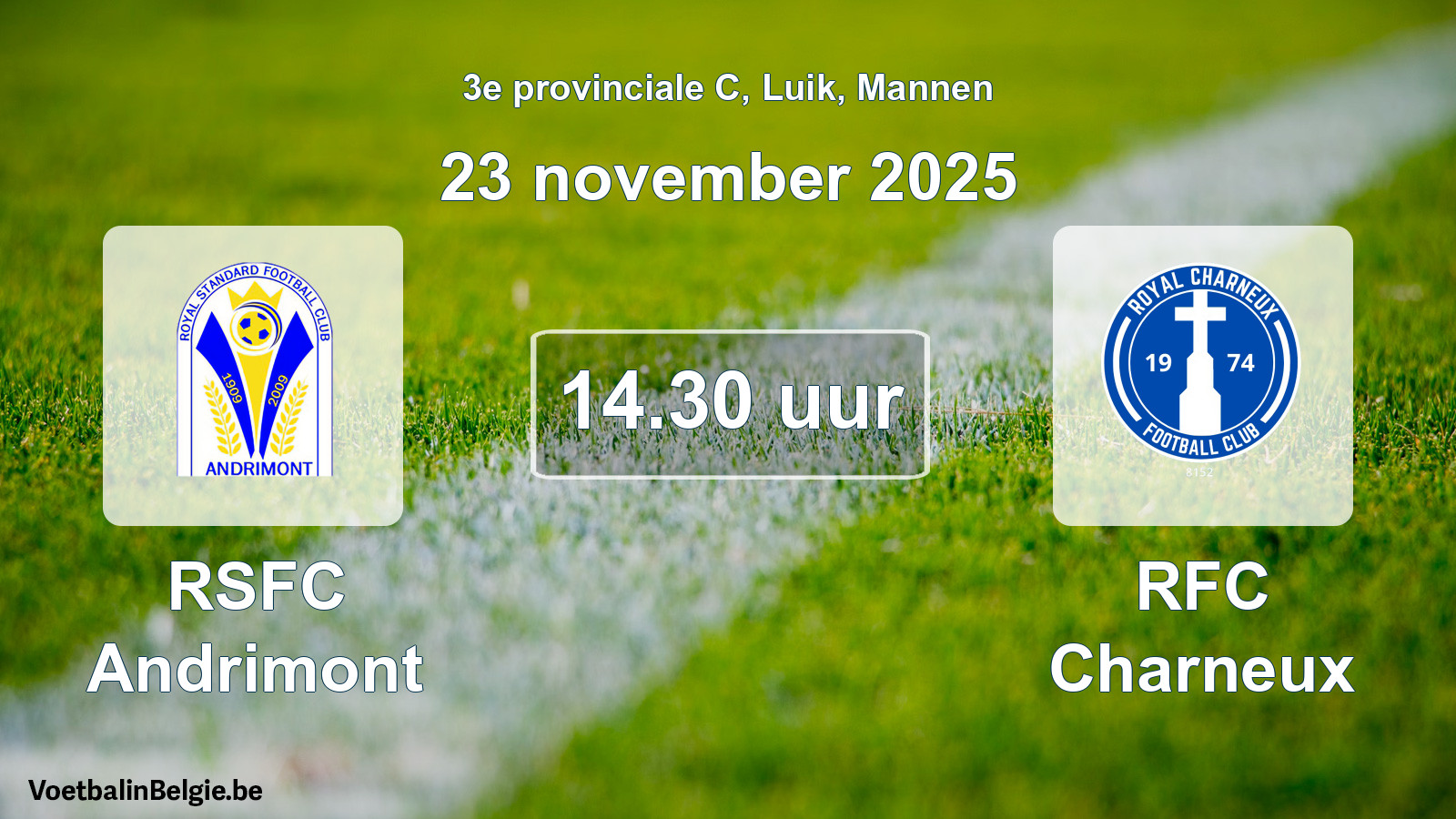 Match prévu football hommes: RSFC Andrimont - RFC Charneux (23 novembre 2025)