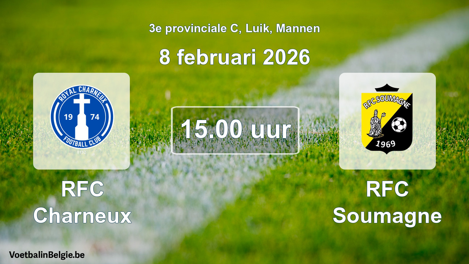 Geplande wedstrijd mannenvoetbal: RFC Charneux - RFC Soumagne (8 februari 2026)