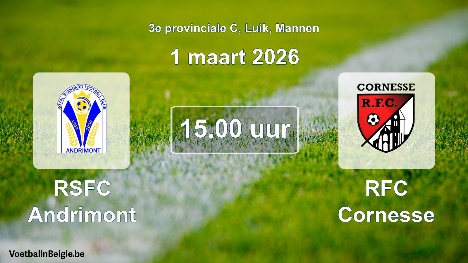 Geplande wedstrijd mannenvoetbal: RSFC Andrimont - RFC Cornesse (1 maart 2026)