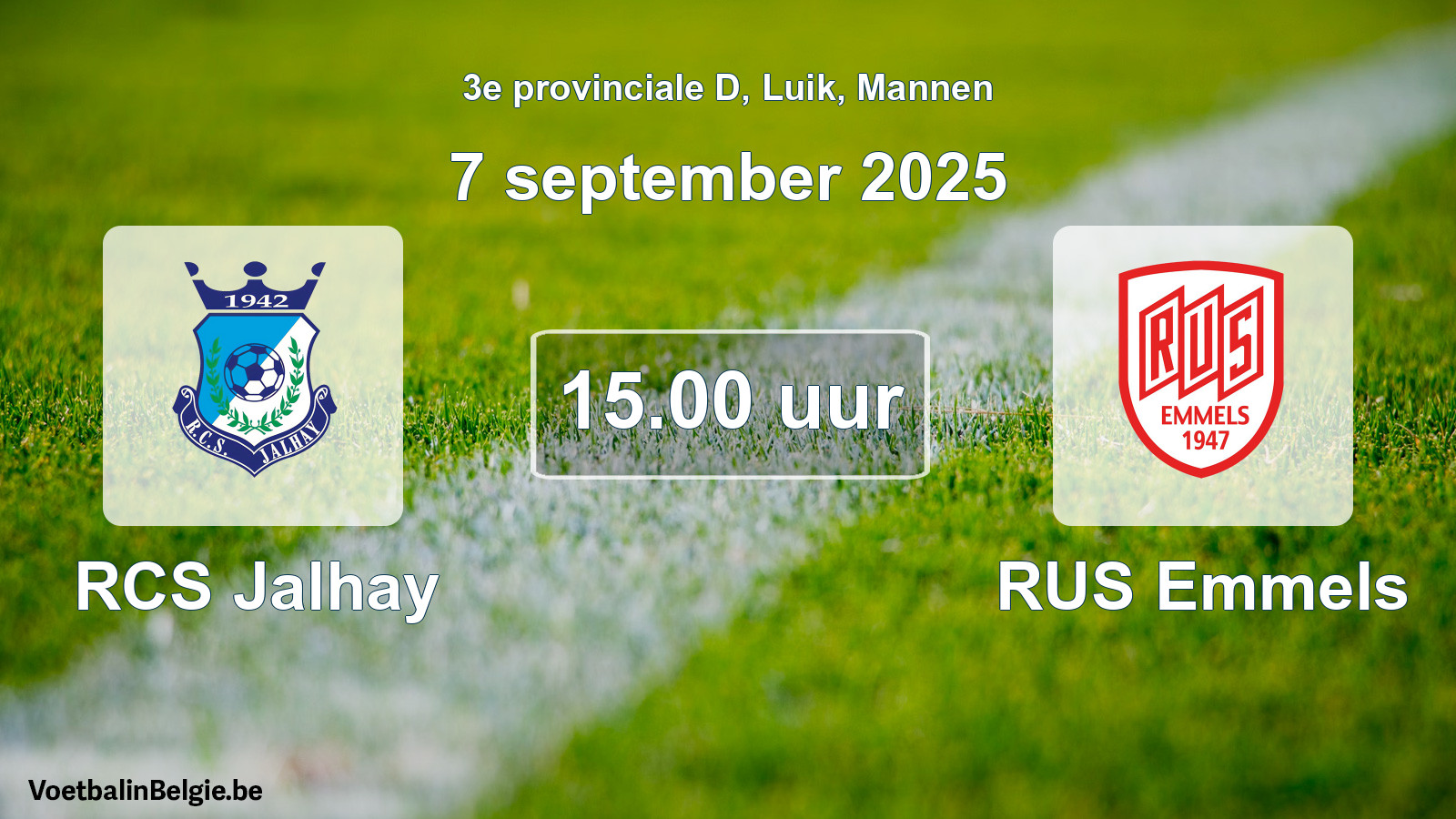 Scheduled match men football: RCS Jalhay - RUS Emmels (7 September 2025)