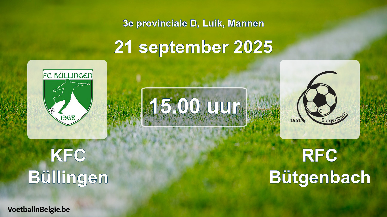 Scheduled match men football: KFC Büllingen - RFC Bütgenbach (21 September 2025)