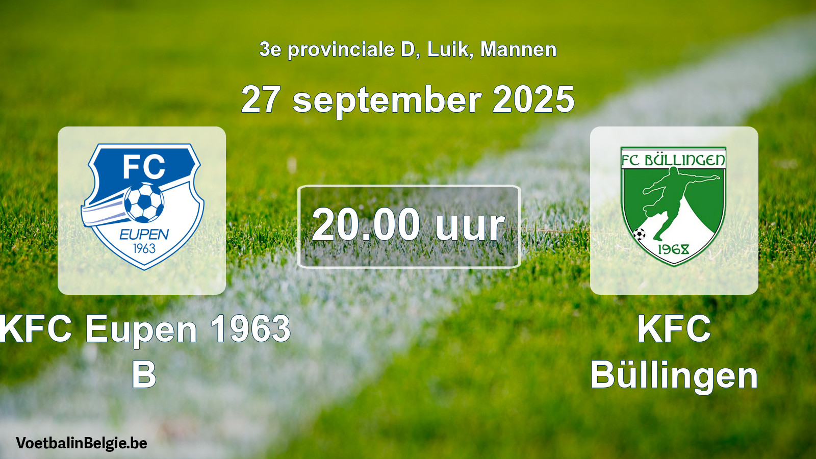 Scheduled match men football: KFC Eupen 1963 B - KFC Büllingen (27 September 2025)