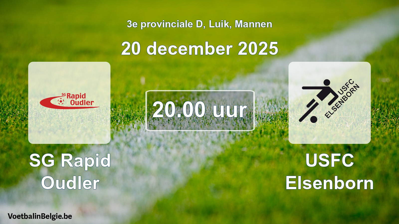 Geplande wedstrijd mannenvoetbal: SG Rapid Oudler - USFC Elsenborn (20 december 2025)