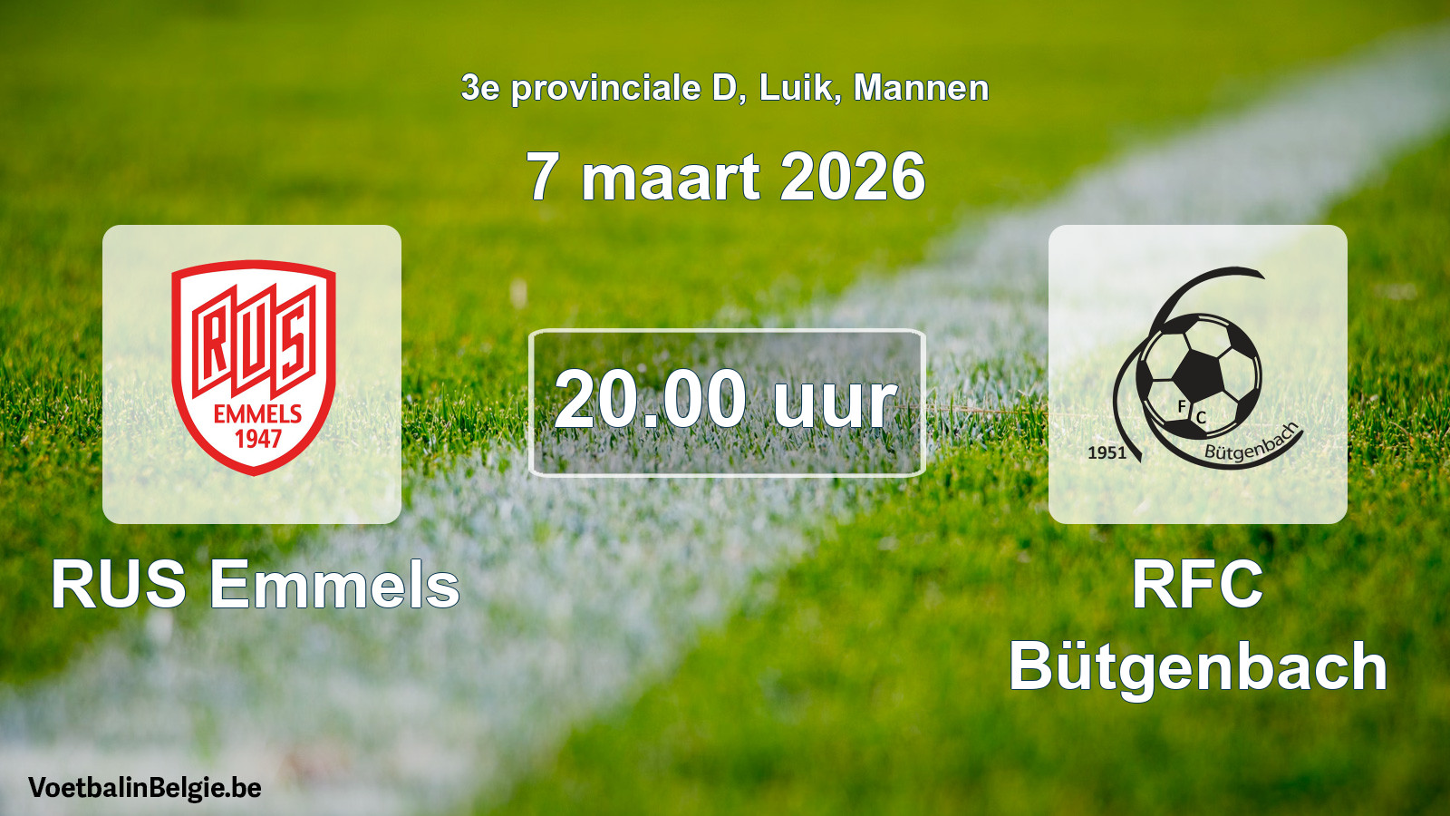 Scheduled match men football: RUS Emmels - RFC Bütgenbach (7 March 2026)