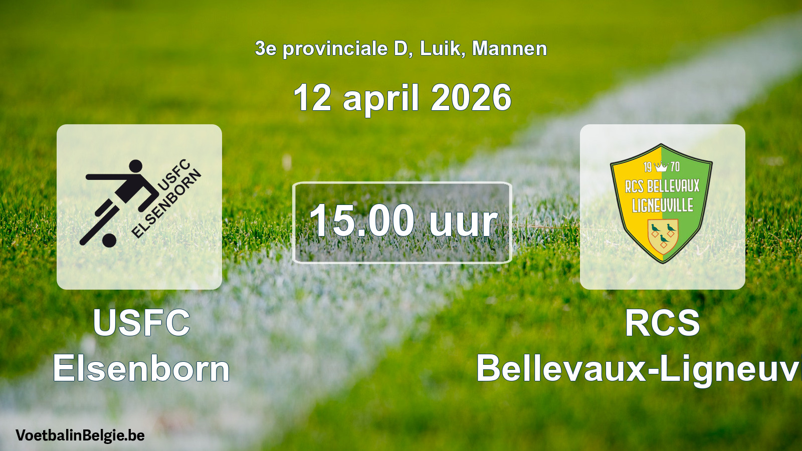 Geplande wedstrijd mannenvoetbal: USFC Elsenborn - RCS Bellevaux-Ligneuville (12 april 2026)