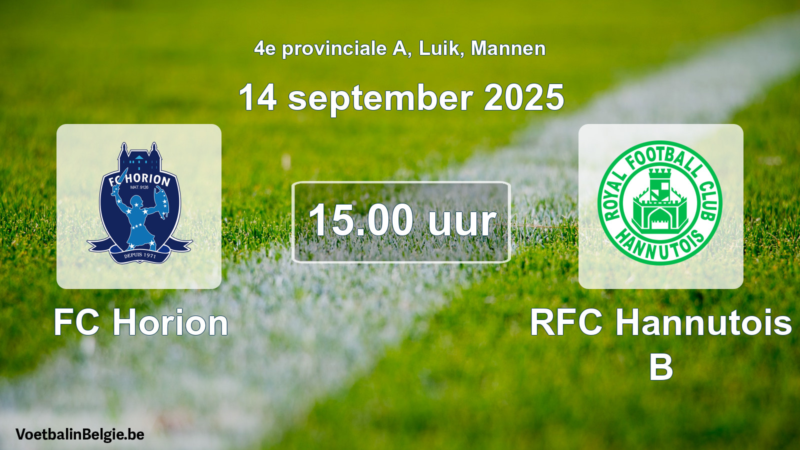 Scheduled match men football: FC Horion - RFC Hannutois B (14 September 2025)