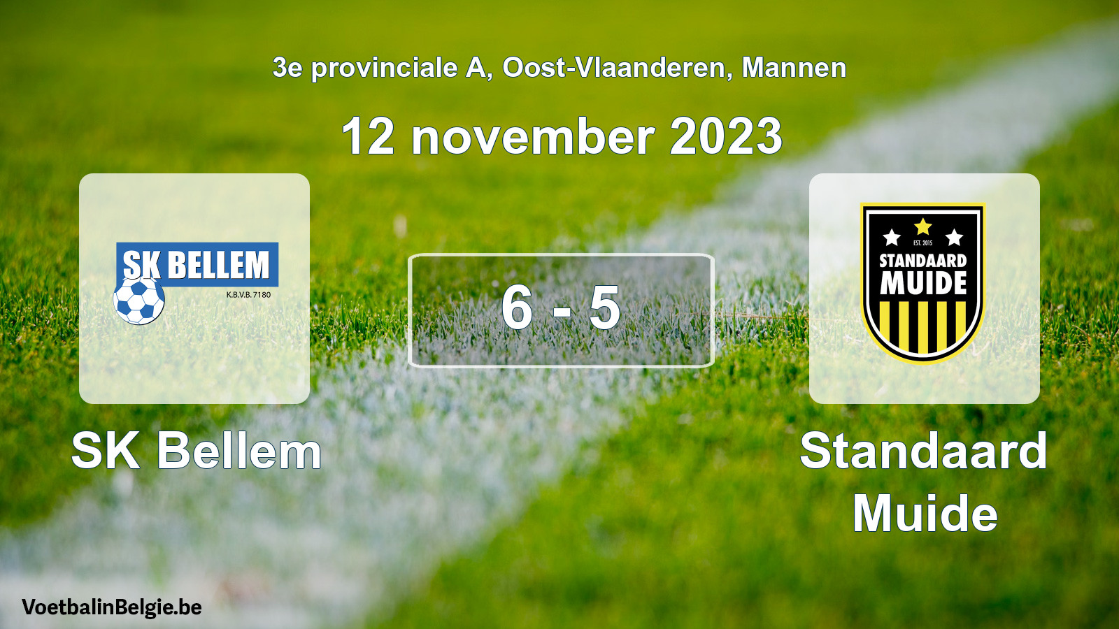 Gespeelde wedstrijd mannenvoetbal: SK Bellem - Standaard Muide 6 - 5 (12 november 2023)