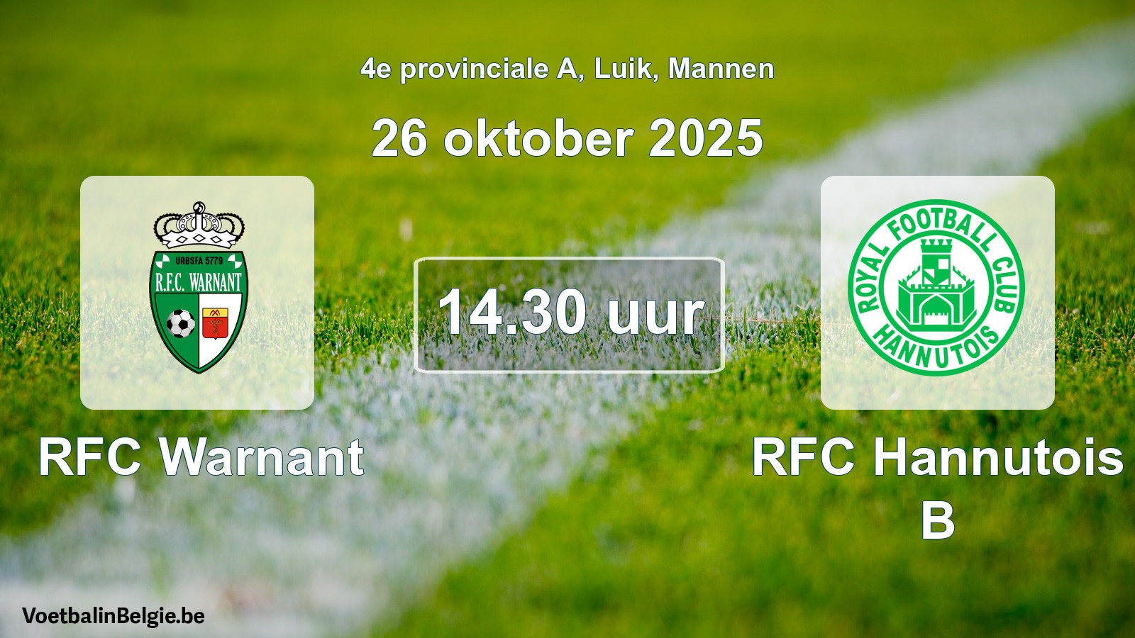 Scheduled match men football: RFC Warnant - RFC Hannutois B (26 October 2025)
