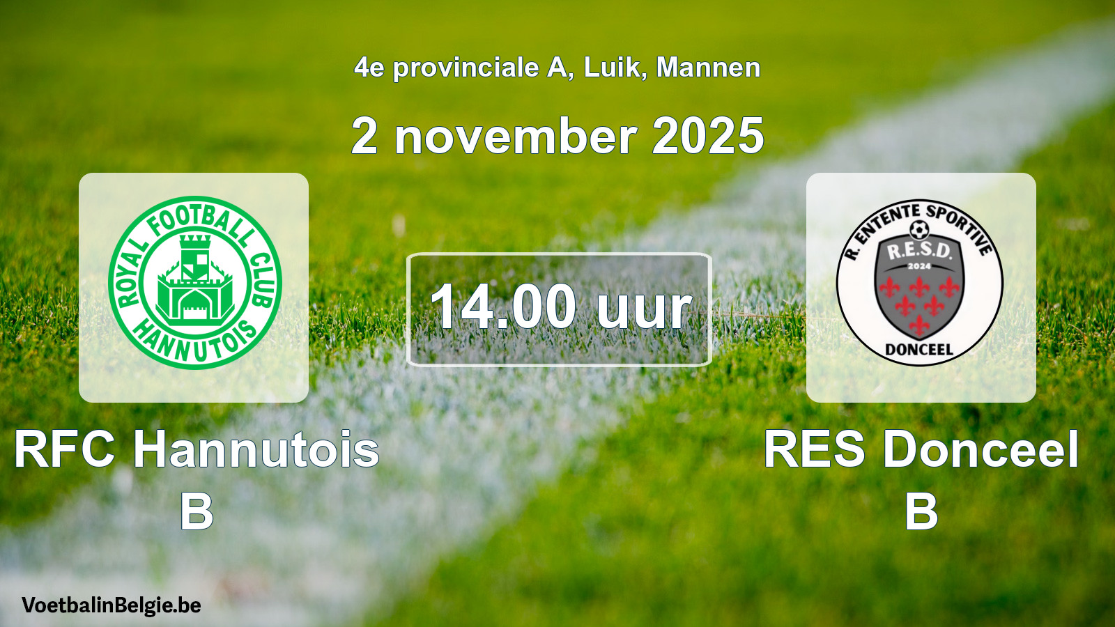 Scheduled match men football: RFC Hannutois B - RES Donceel B (2 November 2025)