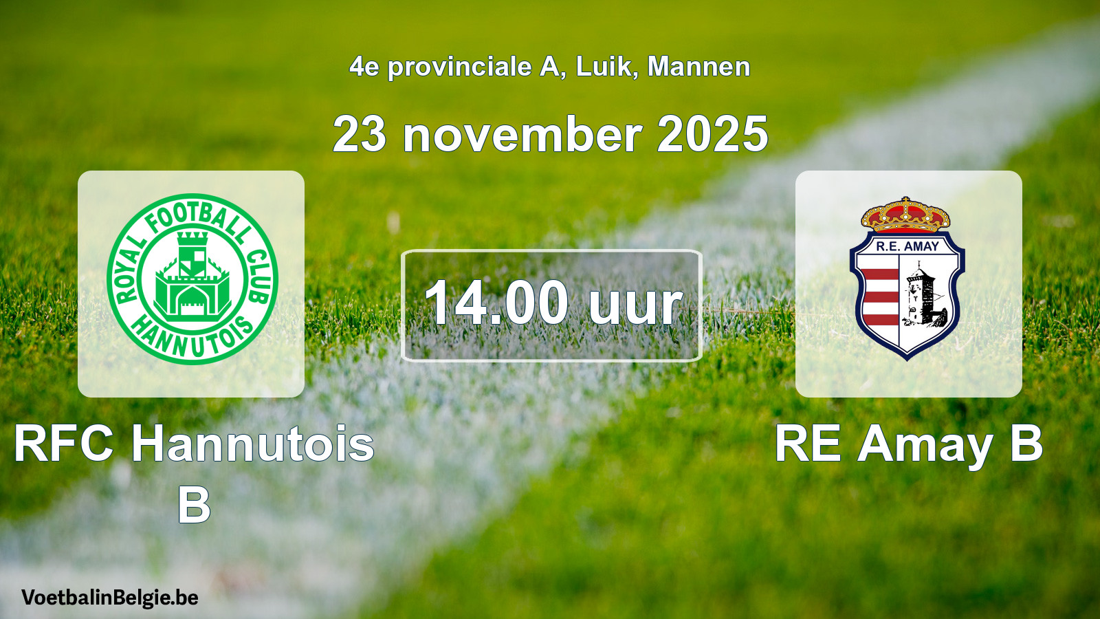 Scheduled match men football: RFC Hannutois B - RE Amay B (23 November 2025)