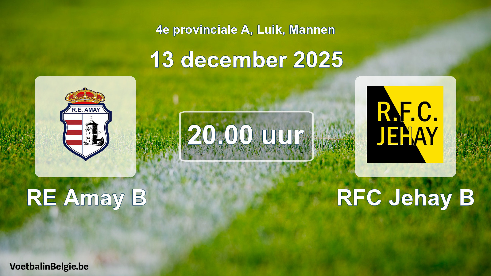Scheduled match men football: RE Amay B - RFC Jehay B (13 December 2025)