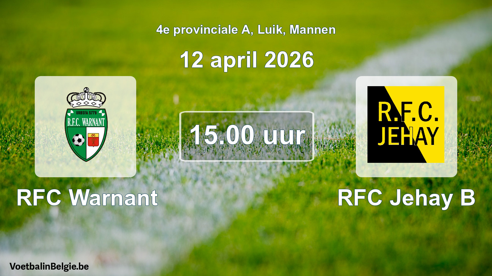Scheduled match men football: RFC Warnant - RFC Jehay B (12 April 2026)