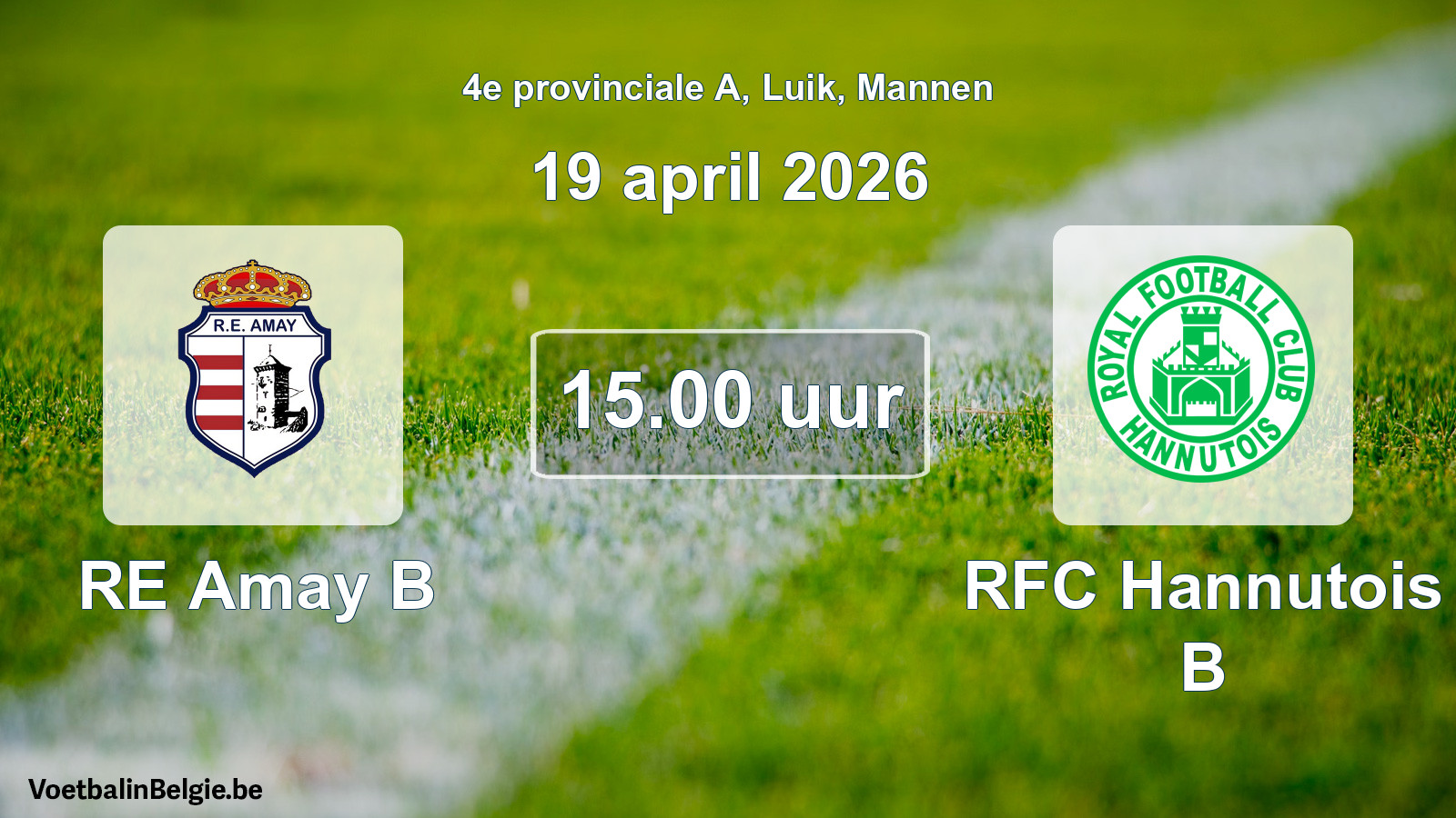 Scheduled match men football: RE Amay B - RFC Hannutois B (19 April 2026)