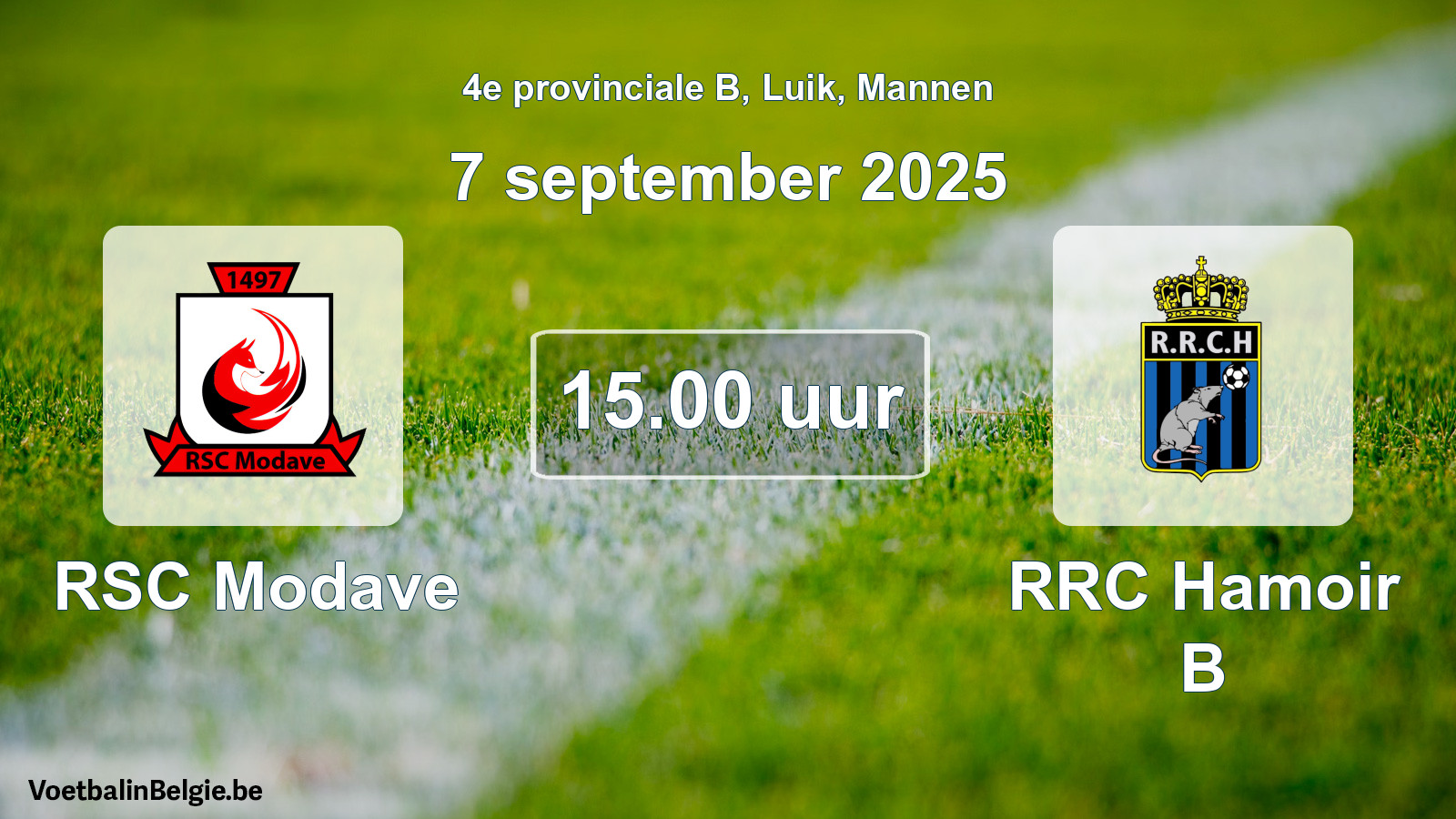 Scheduled match men football: RSC Modave - RRC Hamoir B (7 September 2025)