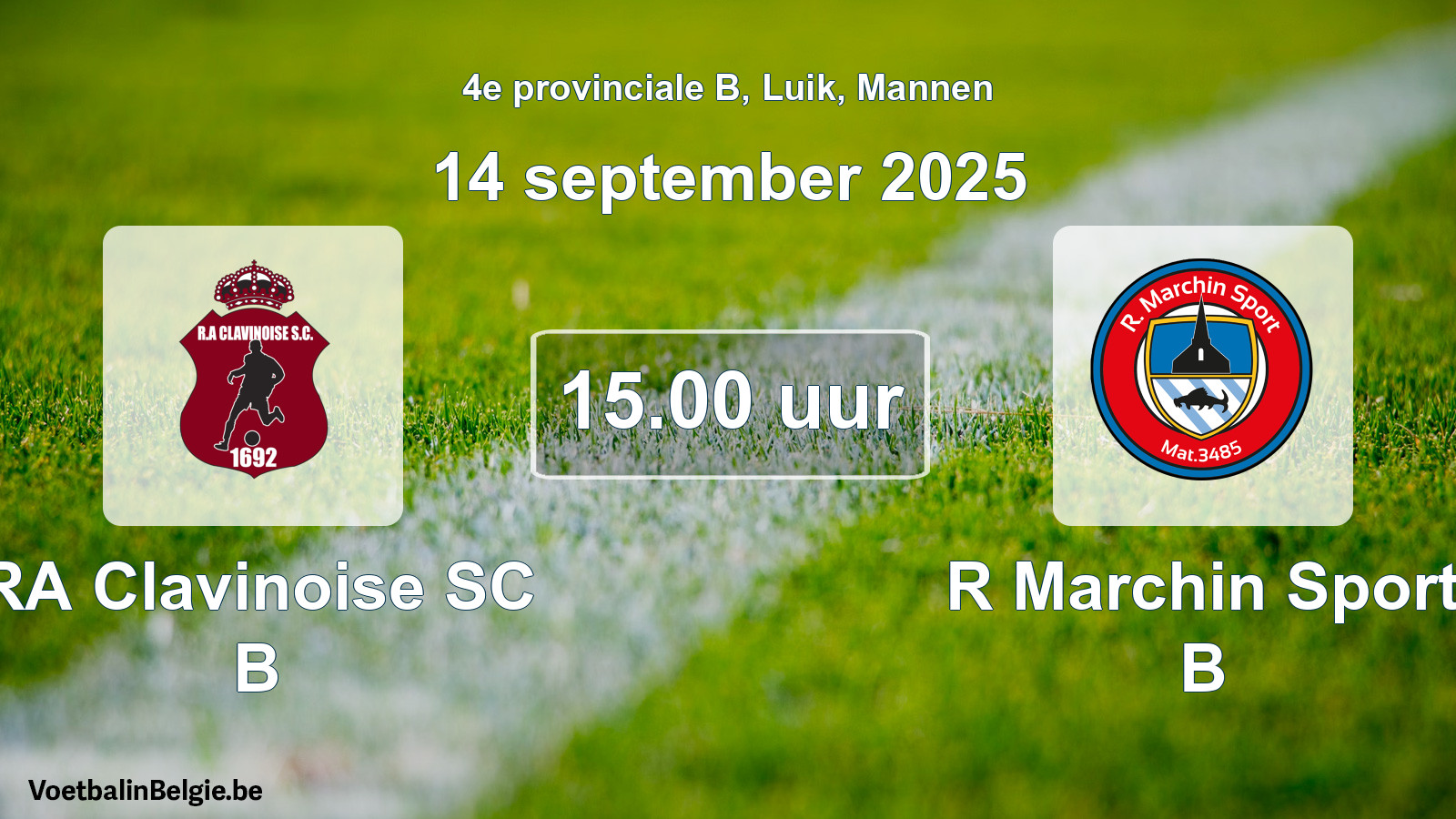 Geplantes Spiel männer-Fußball: RA Clavinoise SC B - R Marchin Sport B (14 September 2025)