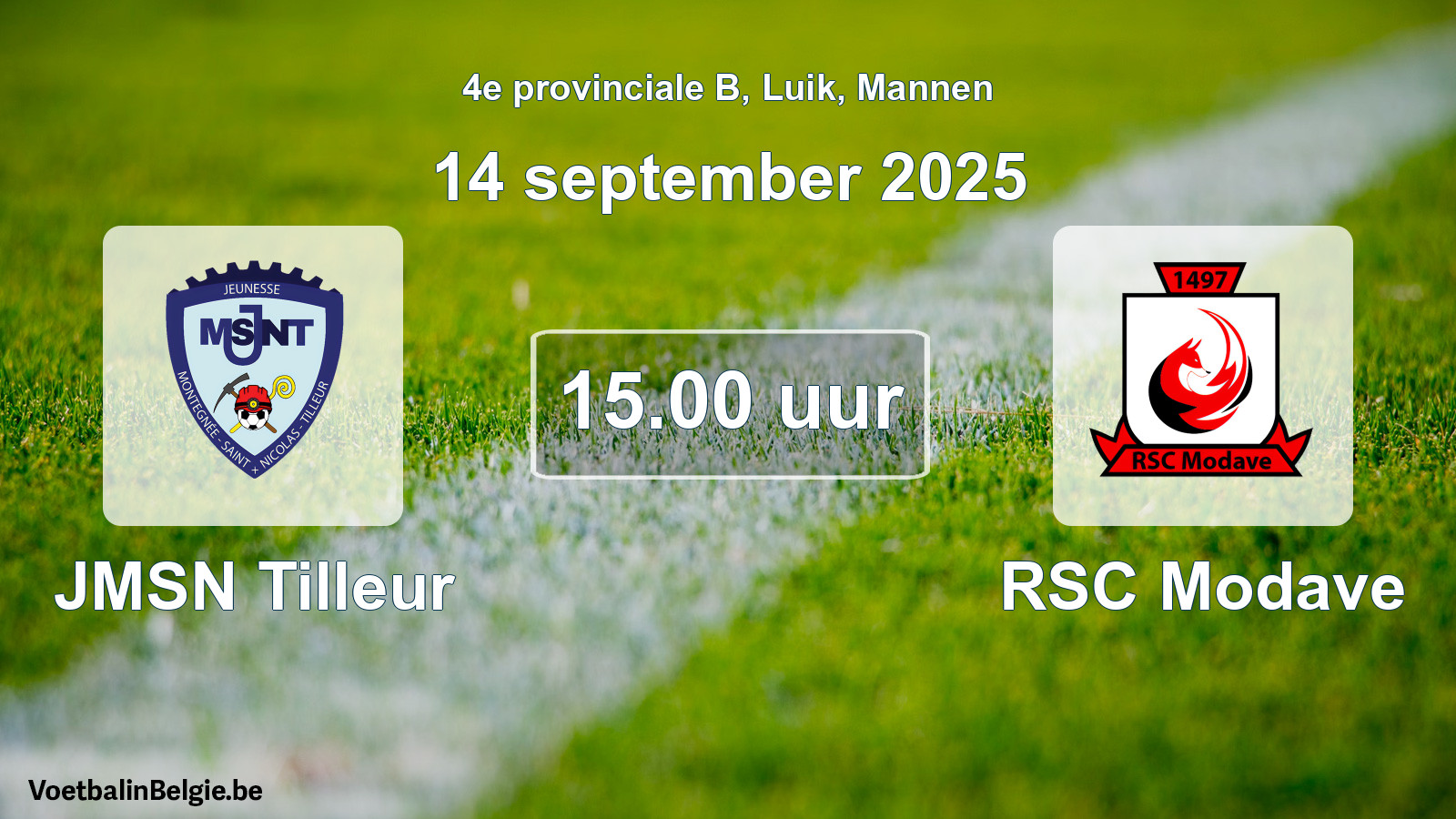 Geplande wedstrijd mannenvoetbal: JMSN Tilleur - RSC Modave (14 september 2025)