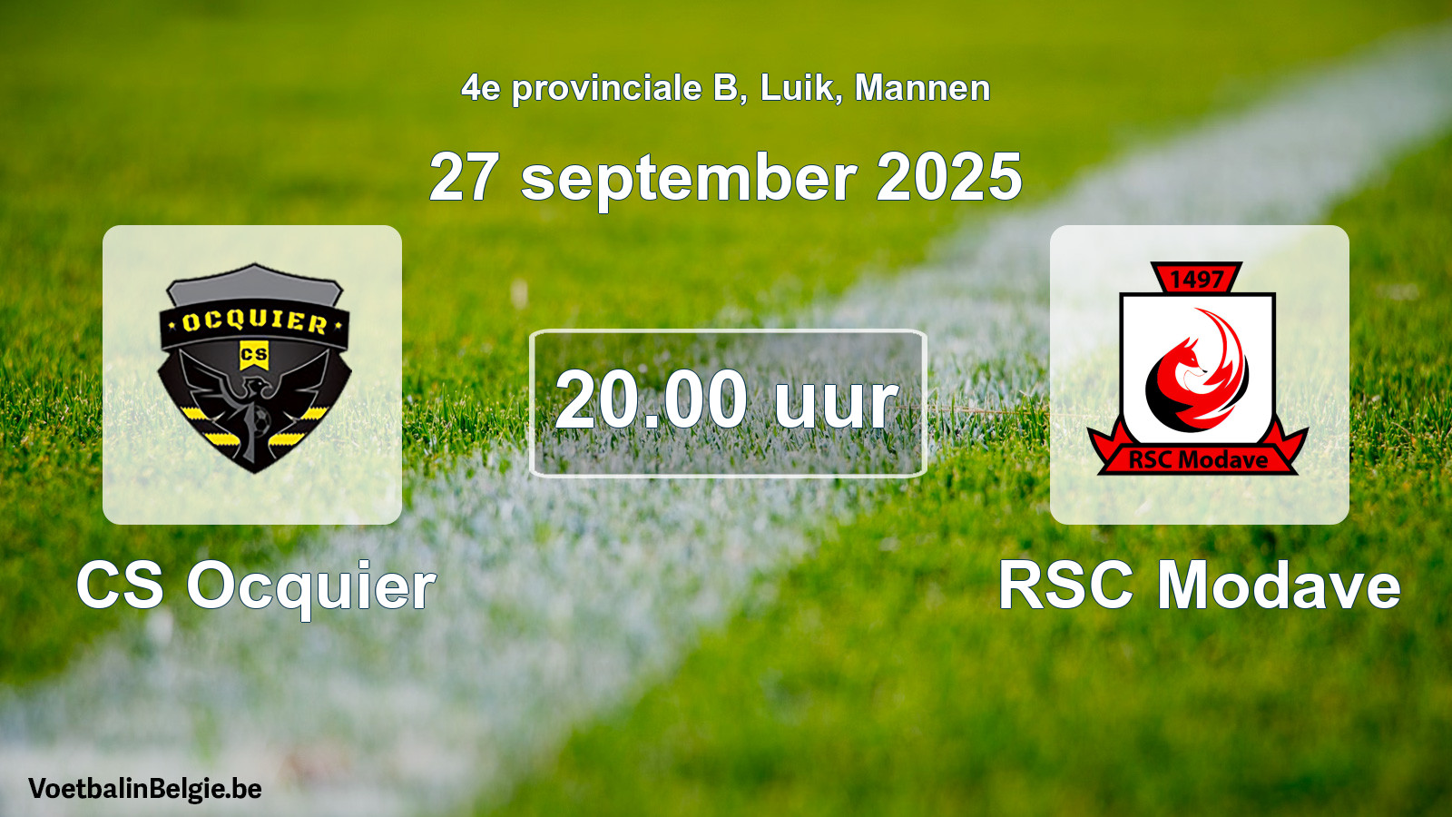 Scheduled match men football: CS Ocquier - RSC Modave (27 September 2025)