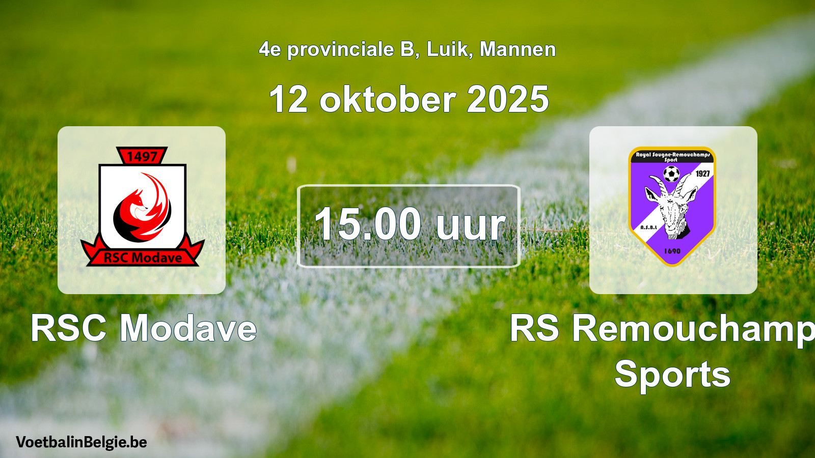 Scheduled match men football: RSC Modave - RS Remouchamps Sports (12 October 2025)