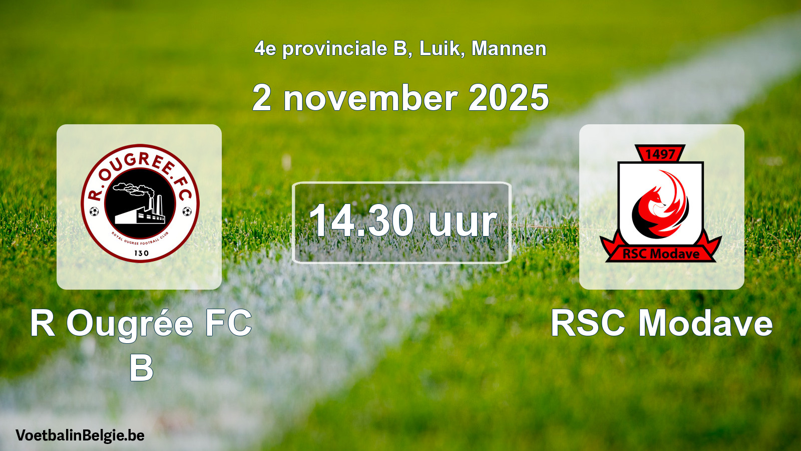 Scheduled match men football: R Ougrée FC B - RSC Modave (2 November 2025)