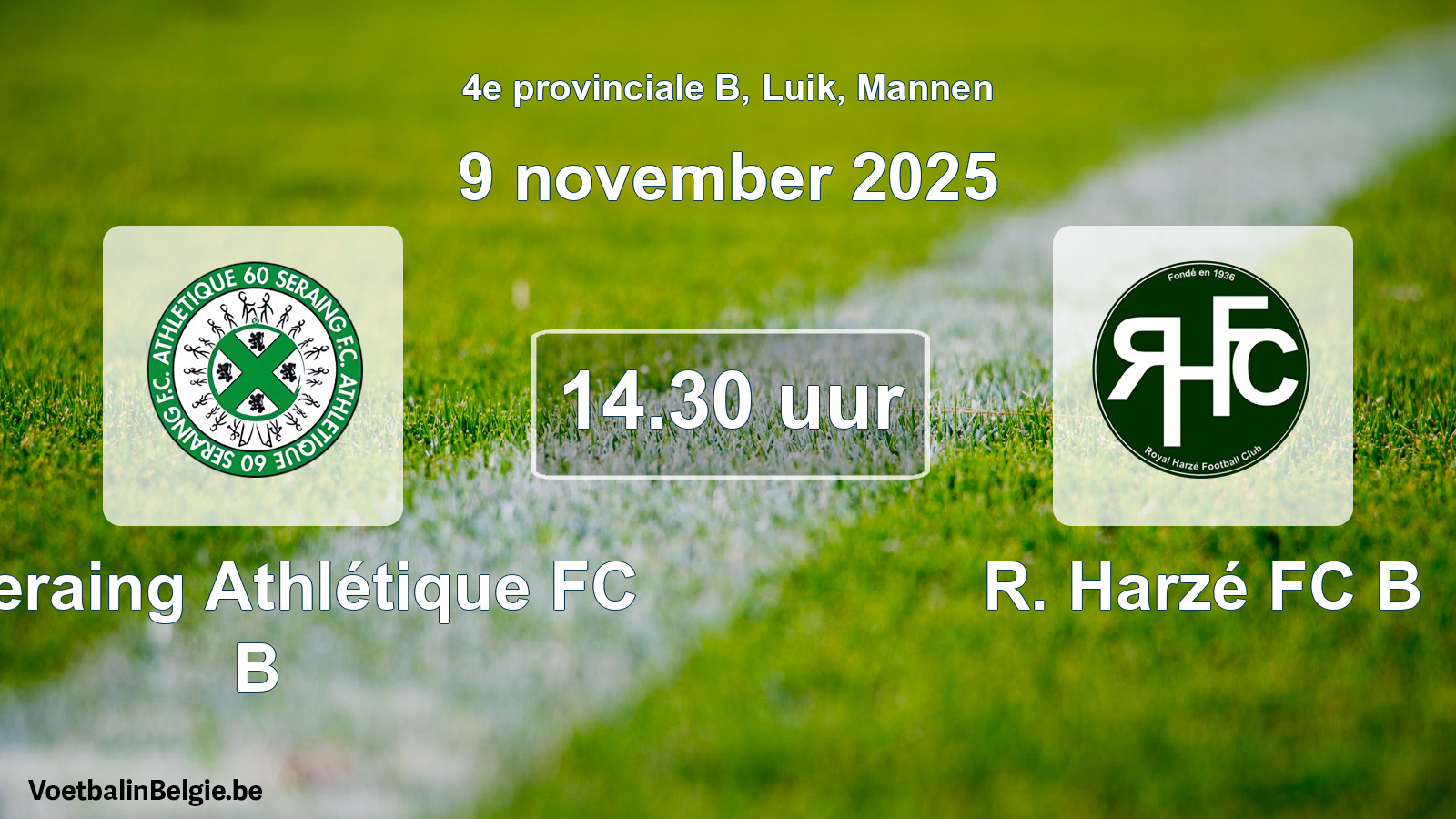 Scheduled match men football: R Seraing Athlétique FC B - R. Harzé FC B (9 November 2025)