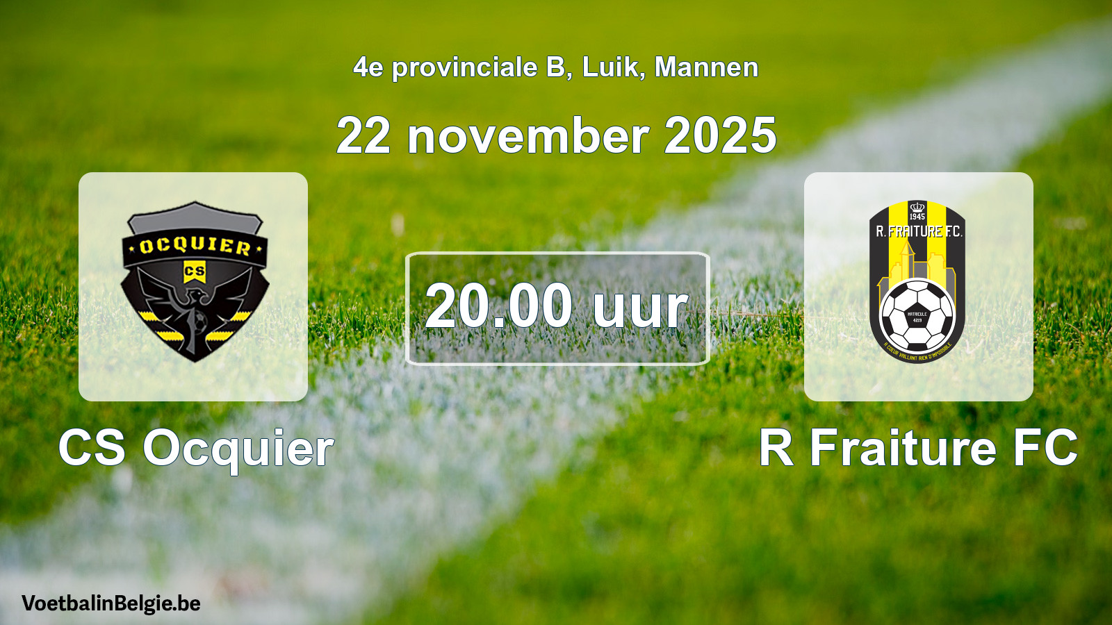 Match prévu football hommes: CS Ocquier - R Fraiture FC (22 novembre 2025)