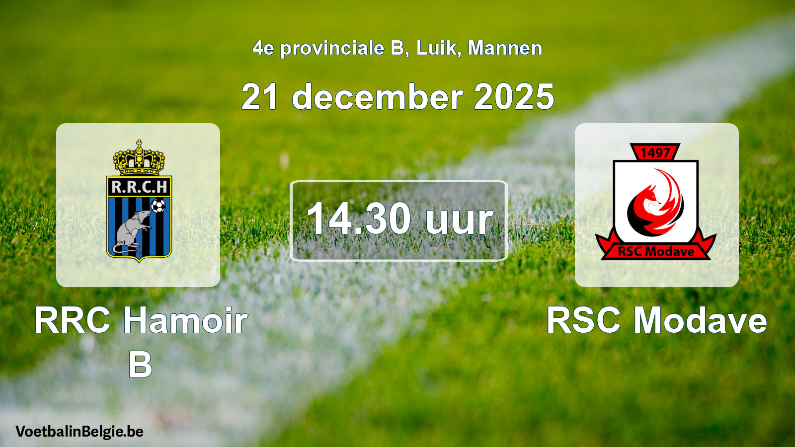 Scheduled match men football: RRC Hamoir B - RSC Modave (21 December 2025)