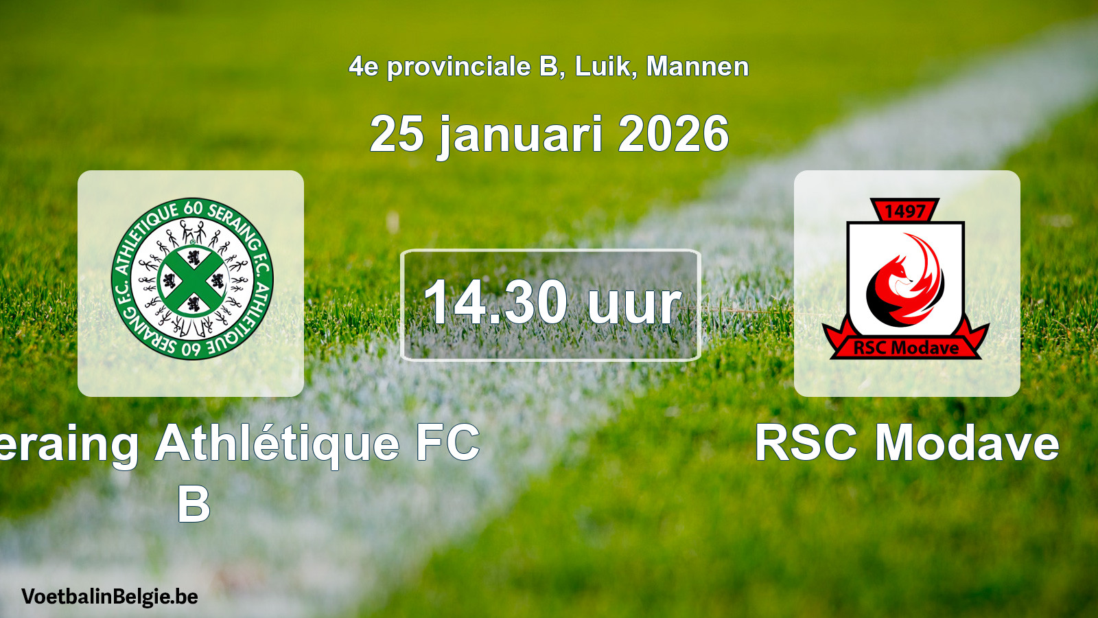 Scheduled match men football: R Seraing Athlétique FC B - RSC Modave (25 January 2026)