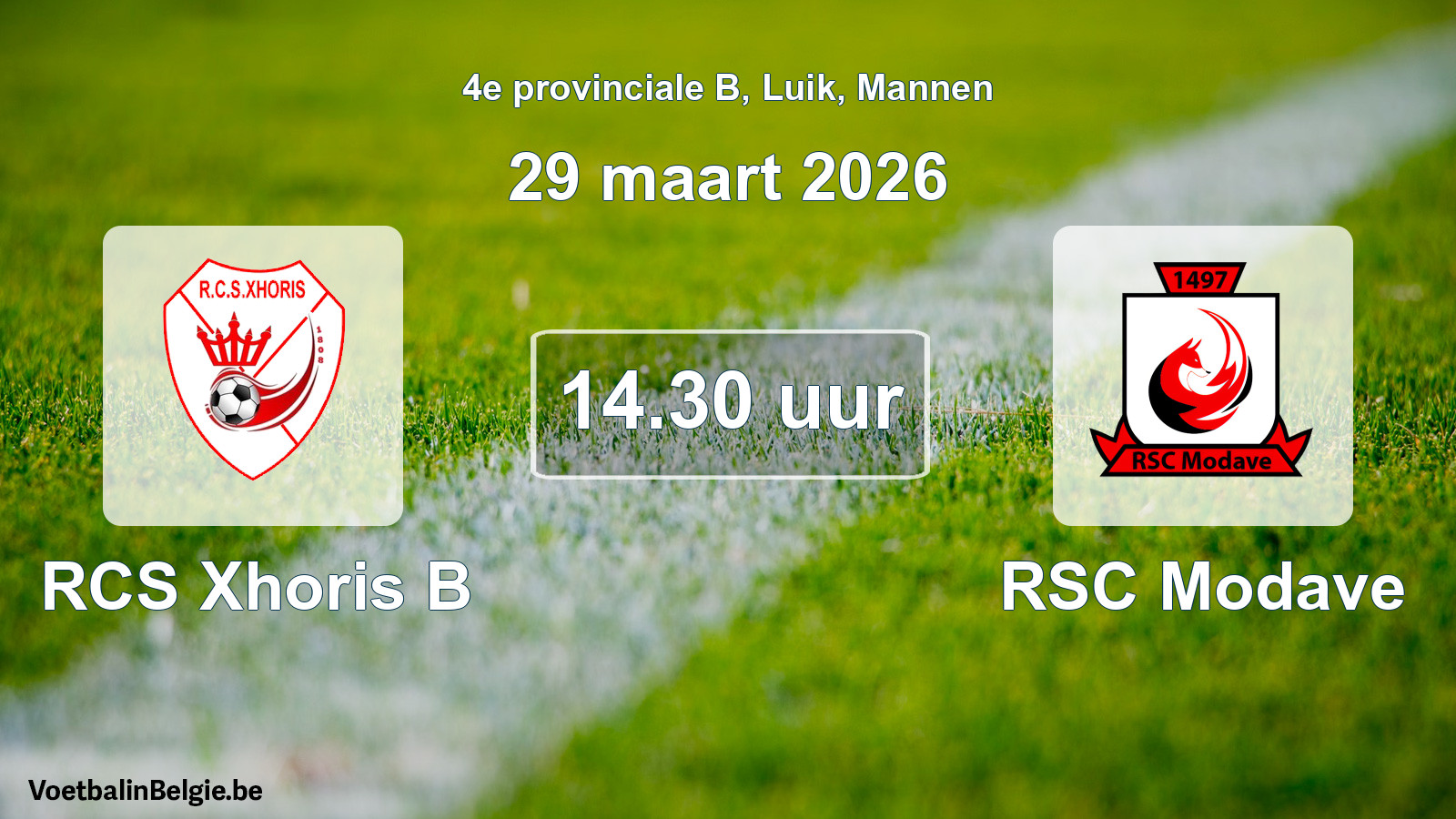 Scheduled match men football: RCS Xhoris B - RSC Modave (29 March 2026)