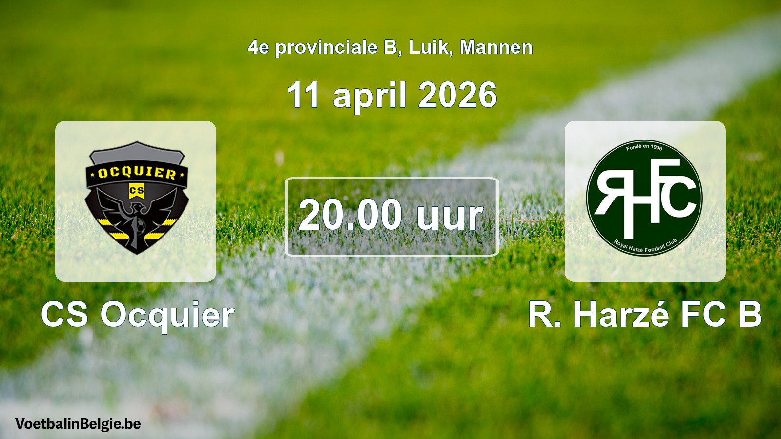 Scheduled match men football: CS Ocquier - R. Harzé FC B (11 April 2026)