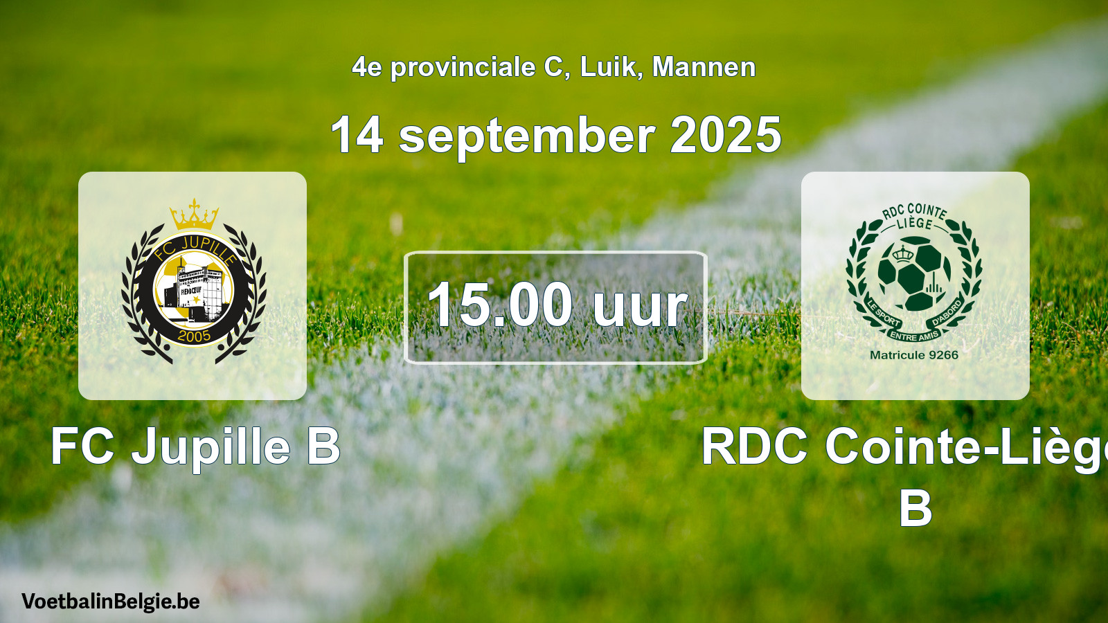 Scheduled match men football: FC Jupille B - RDC Cointe-Liège B (14 September 2025)