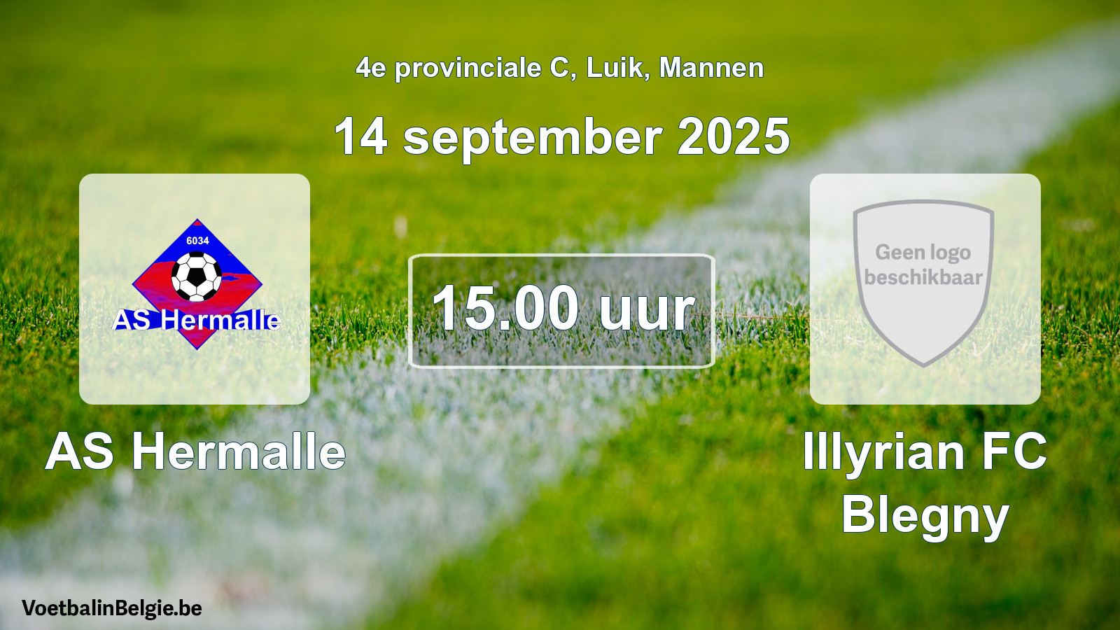 Scheduled match men football: AS Hermalle - Illyrian FC Blegny (14 September 2025)
