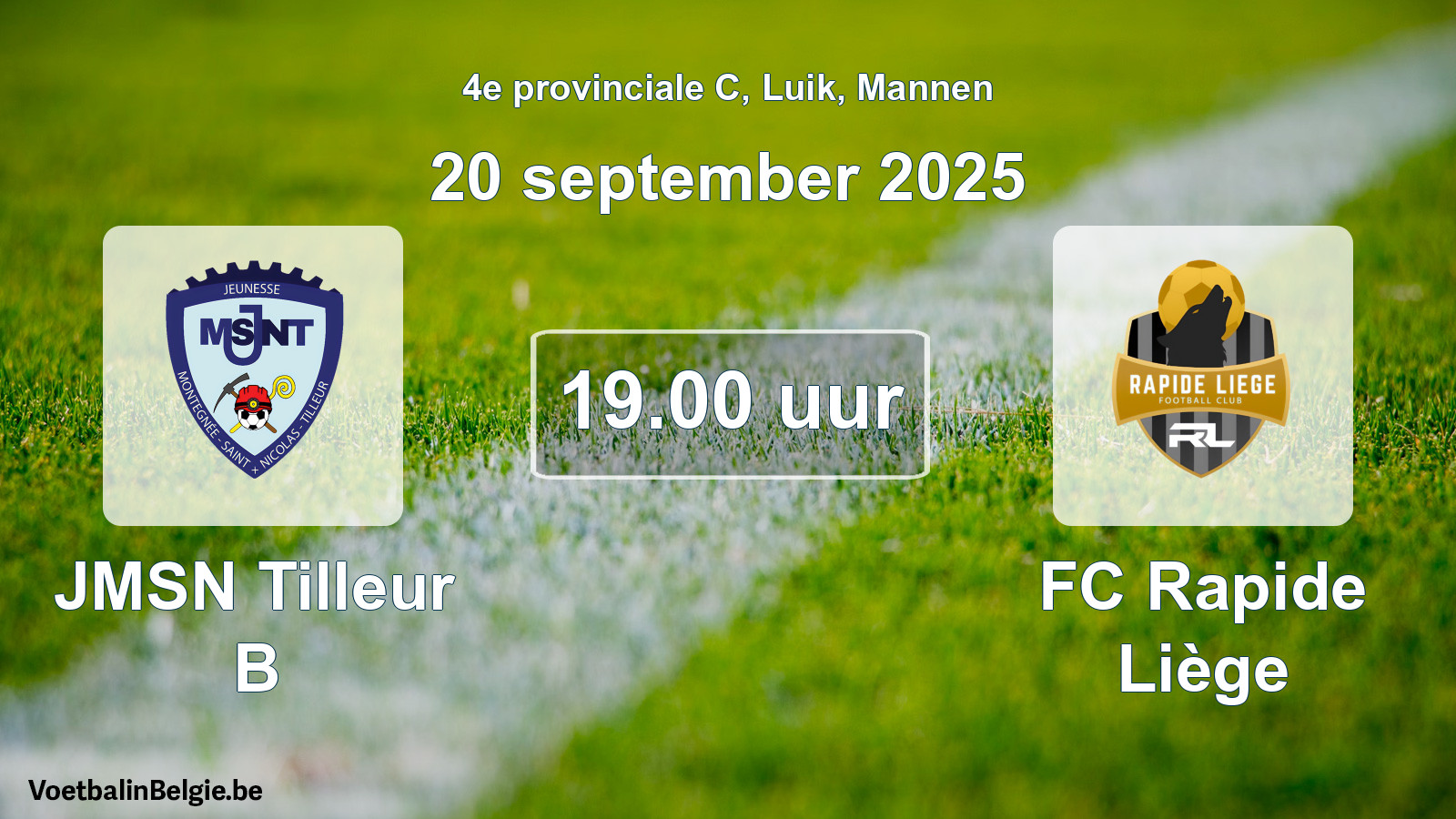 Scheduled match men football: JMSN Tilleur B - FC Rapide Liège (20 September 2025)