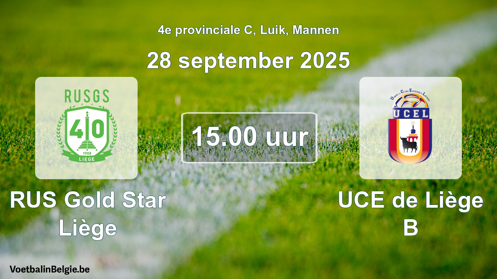 Scheduled match men football: RUS Gold Star Liège - UCE de Liège B (28 September 2025)