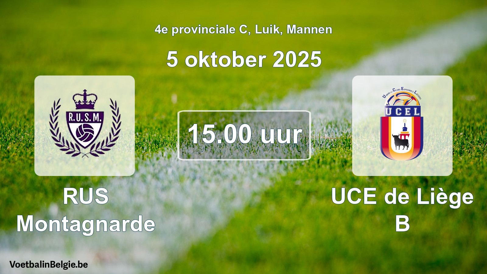 Scheduled match men football: RUS Montagnarde - UCE de Liège B (5 October 2025)