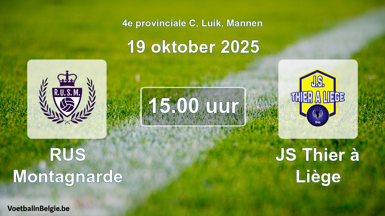 Match prévu football hommes: RUS Montagnarde - JS Thier à Liège (19 octobre 2025)