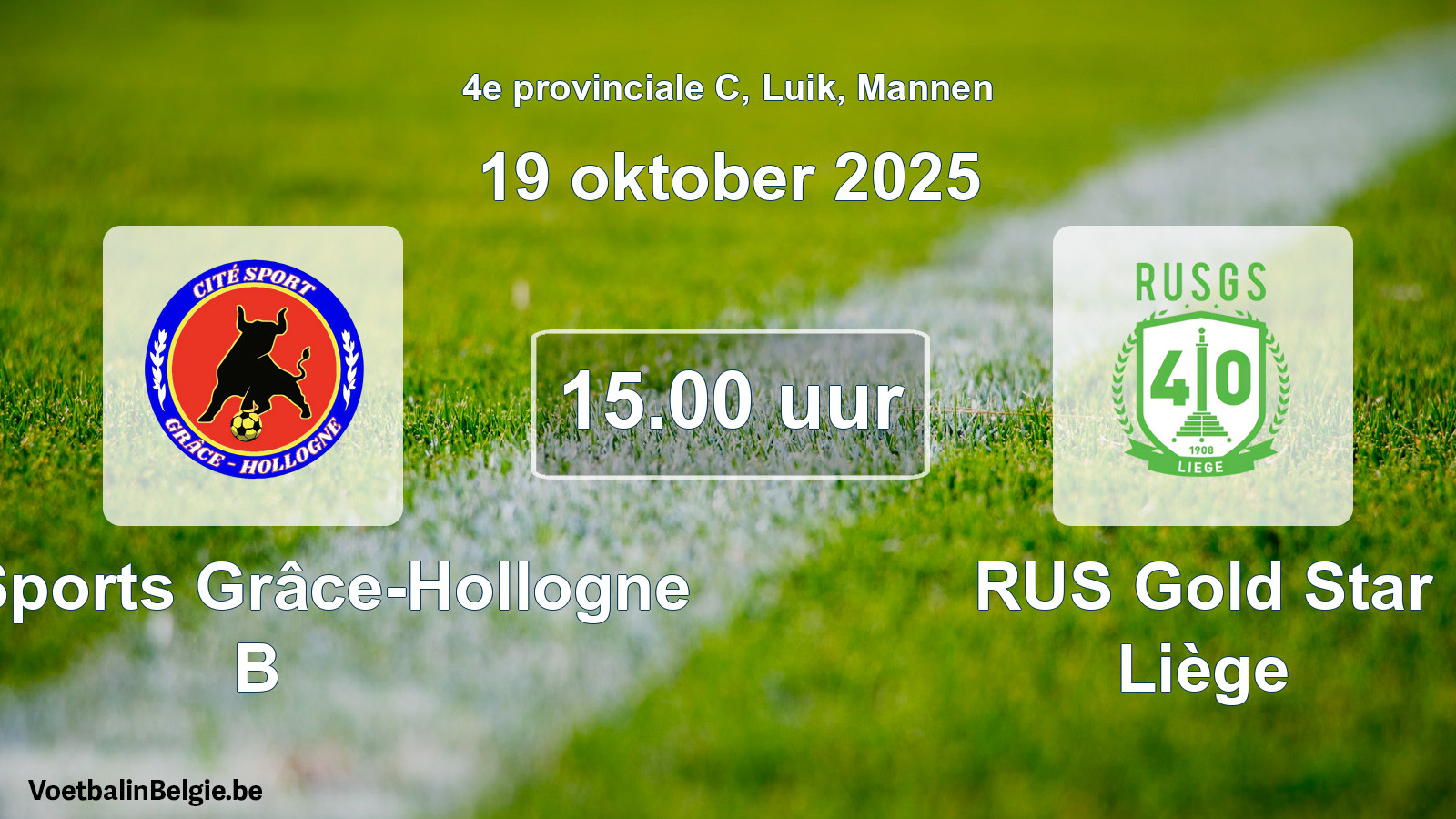 Geplantes Spiel männer-Fußball: Cité Sports Grâce-Hollogne B - RUS Gold Star Liège (19 Oktober 2025)