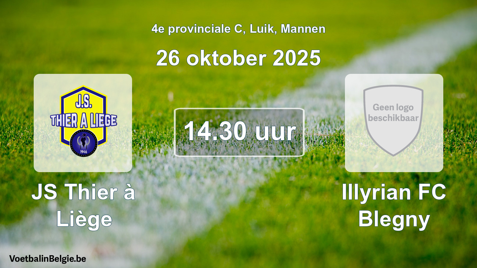 Match prévu football hommes: JS Thier à Liège - Illyrian FC Blegny (26 octobre 2025)