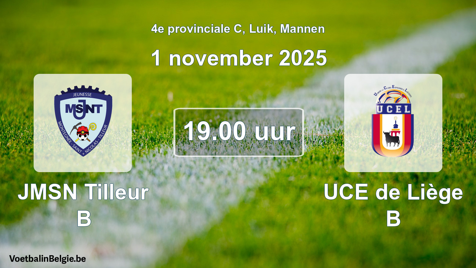 Scheduled match men football: JMSN Tilleur B - UCE de Liège B (1 November 2025)