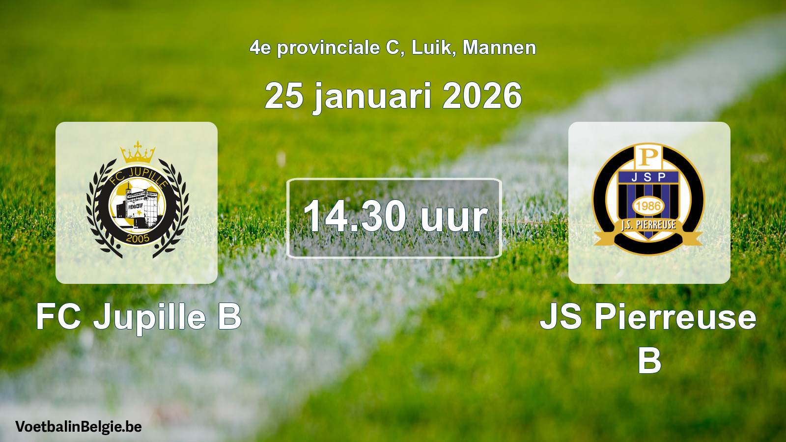 Scheduled match men football: FC Jupille B - JS Pierreuse B (25 January 2026)