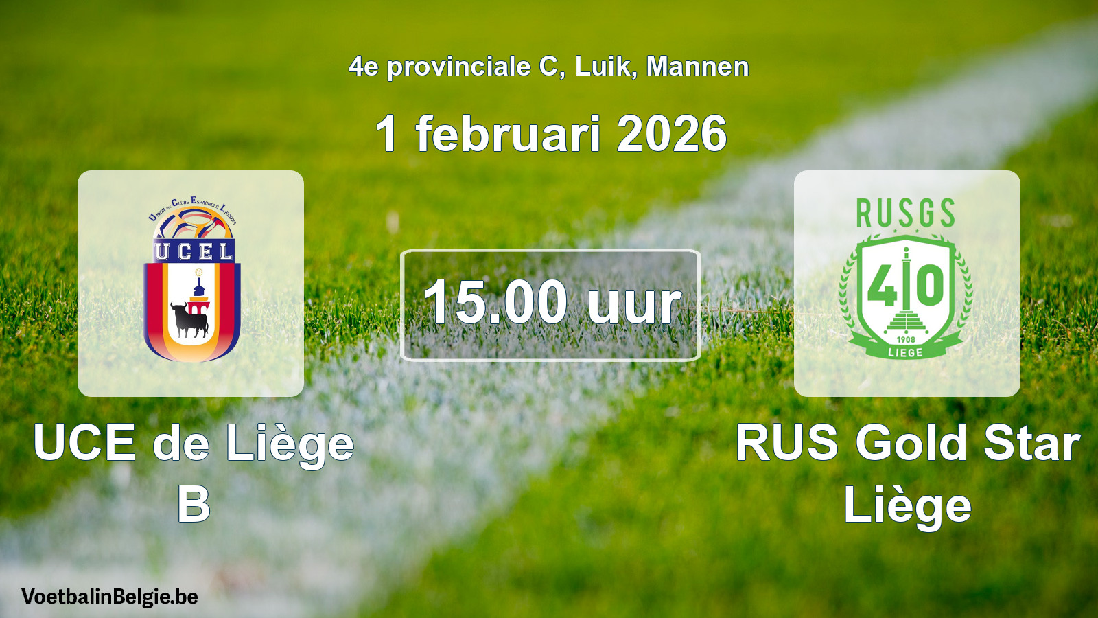 Scheduled match men football: UCE de Liège B - RUS Gold Star Liège (1 February 2026)