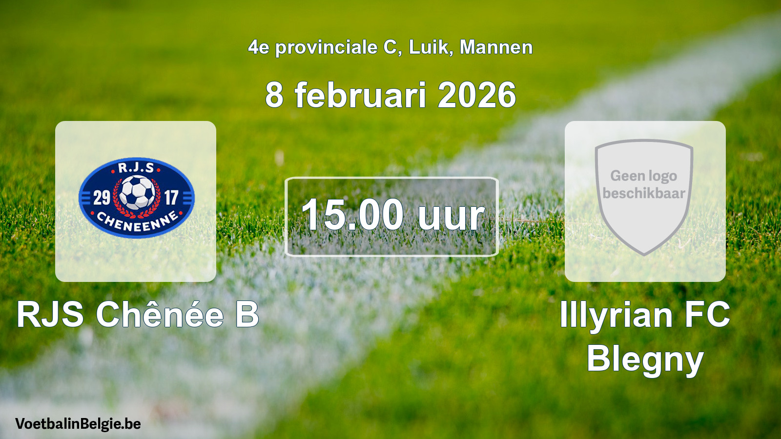 Match prévu football hommes: RJS Chênée B - Illyrian FC Blegny (8 février 2026)