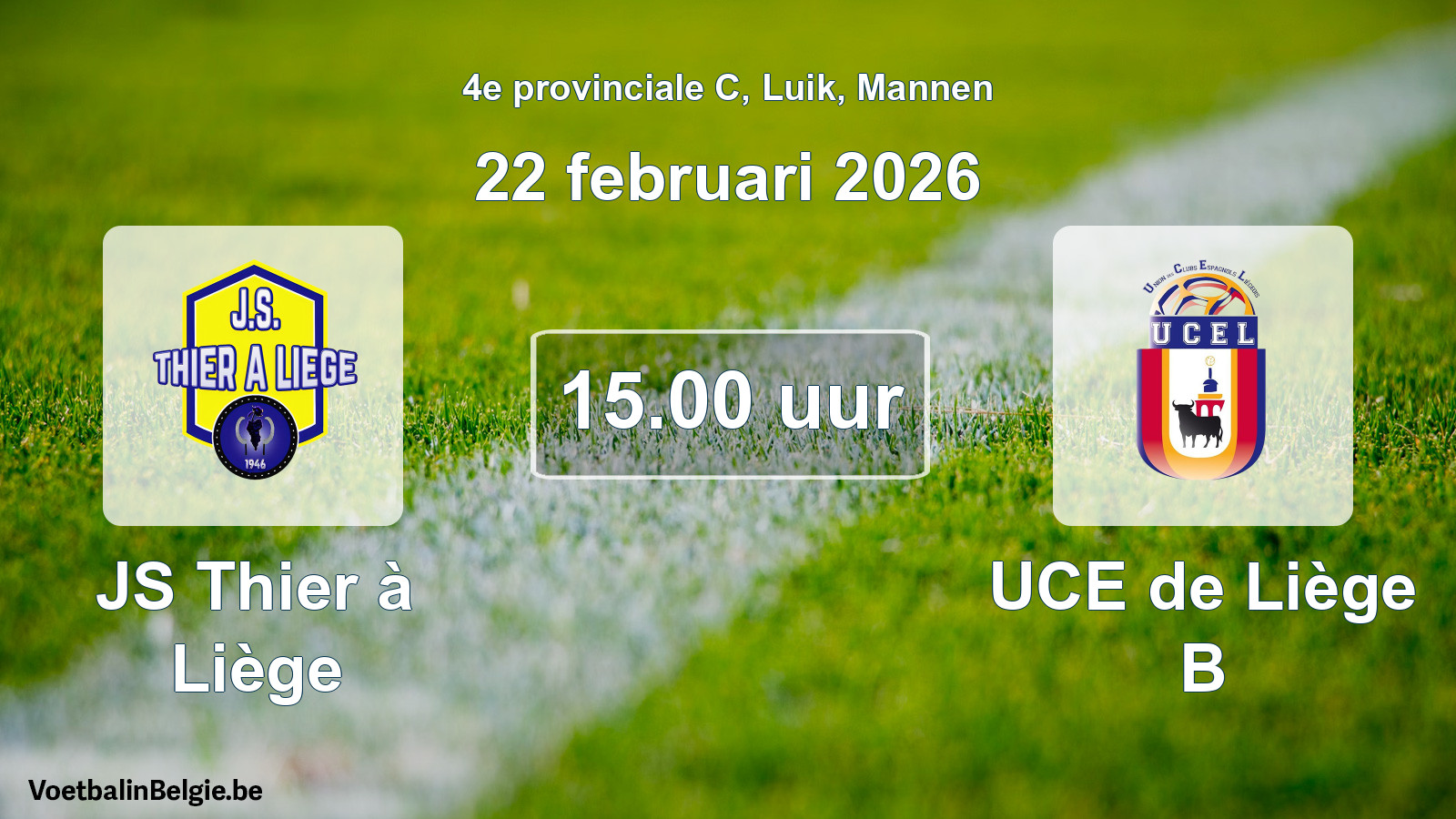 Scheduled match men football: JS Thier à Liège - UCE de Liège B (22 February 2026)