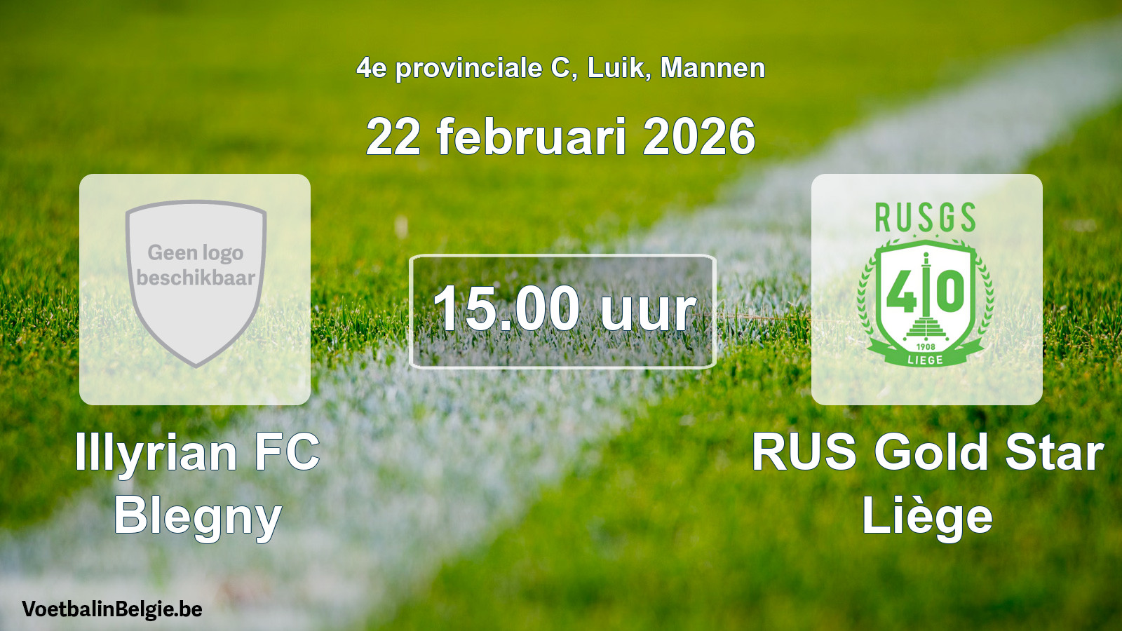 Scheduled match men football: Illyrian FC Blegny - RUS Gold Star Liège (22 February 2026)