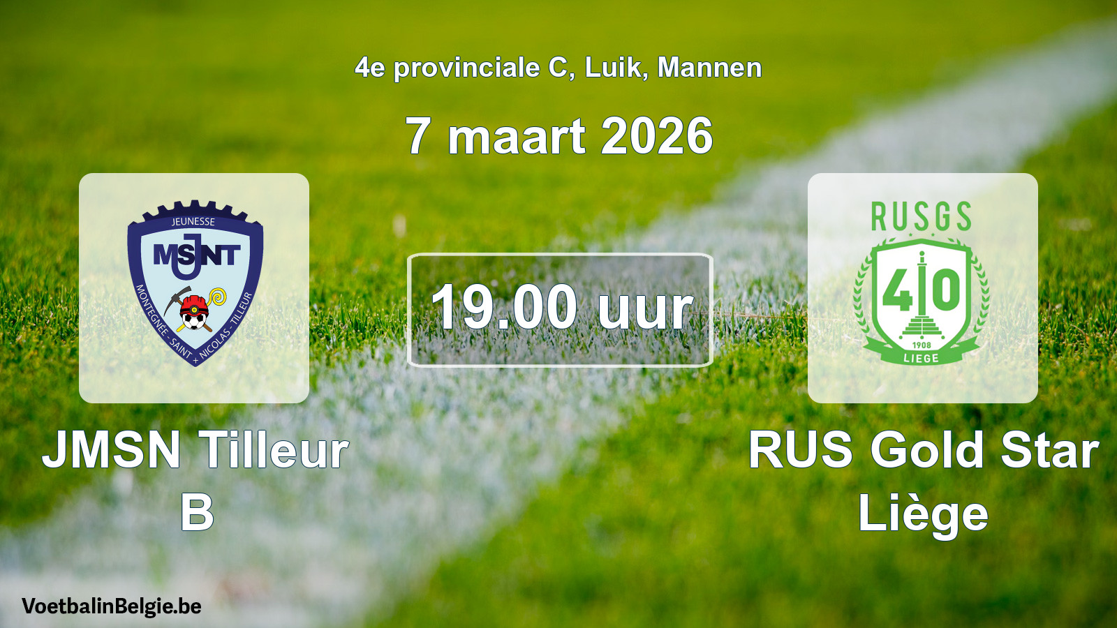 Geplantes Spiel männer-Fußball: JMSN Tilleur B - RUS Gold Star Liège (7 März 2026)