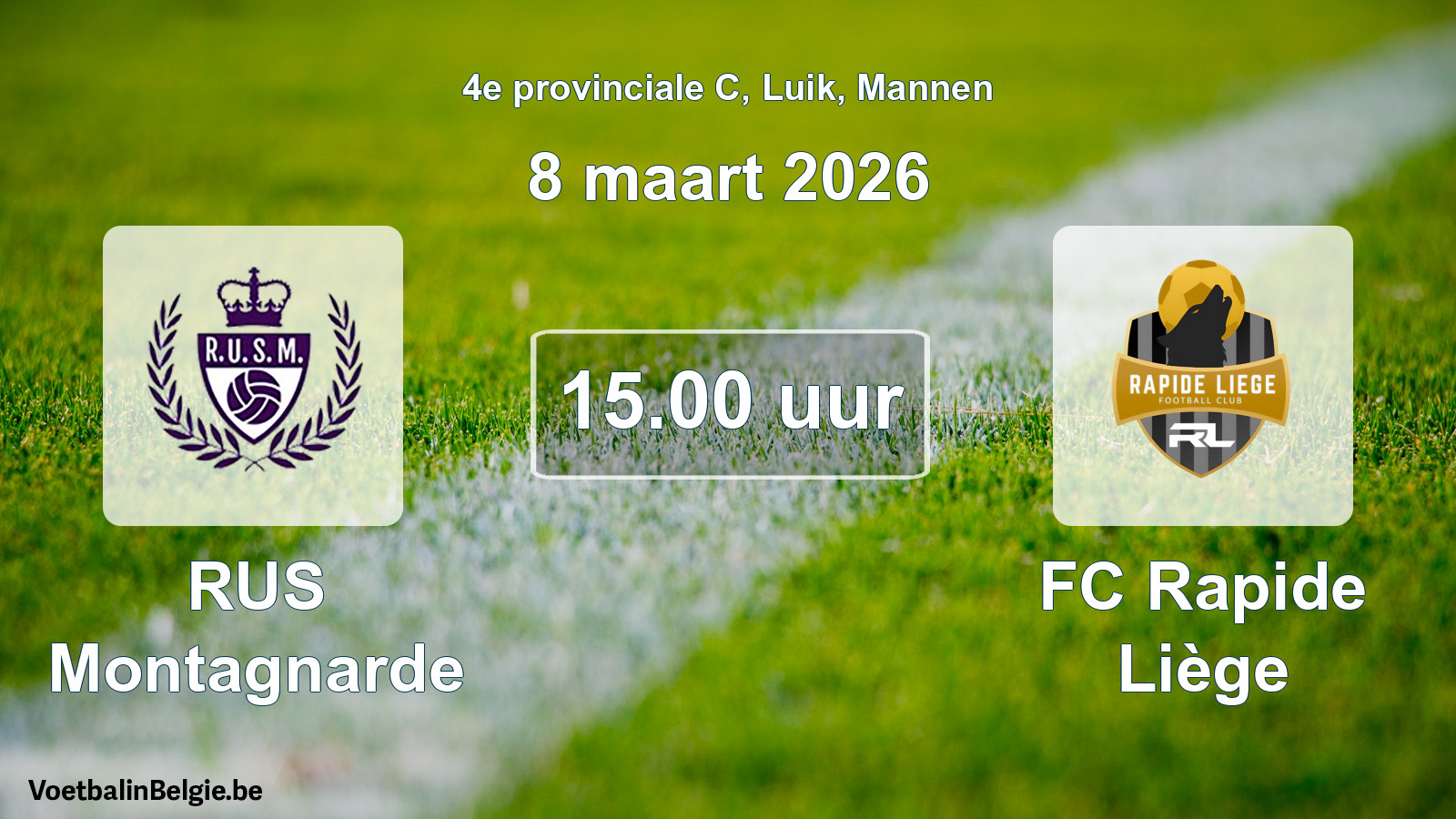 Scheduled match men football: RUS Montagnarde - FC Rapide Liège (8 March 2026)